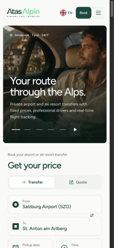 Atas Alpin — Website on a smartphone