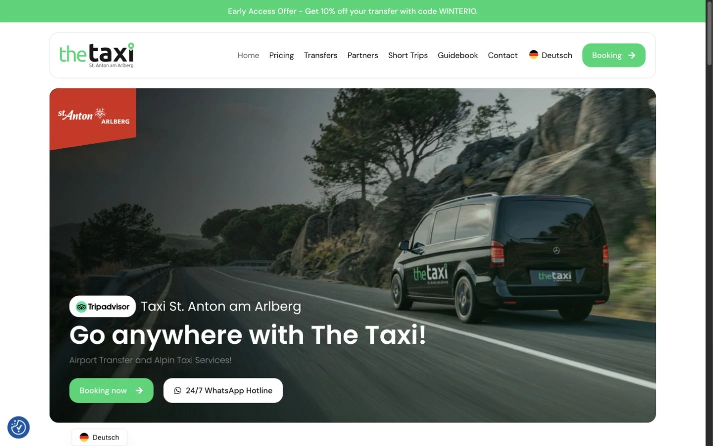 The Taxi — Website on a laptop