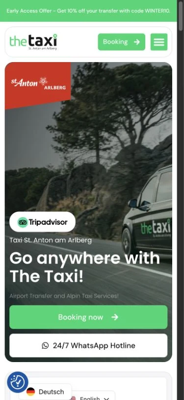 The Taxi — Website on a smartphone