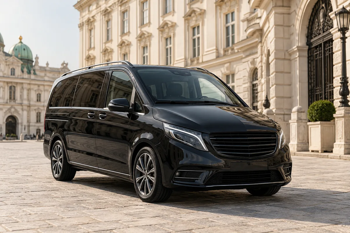 Black transfer van in Vienna, illustrative image